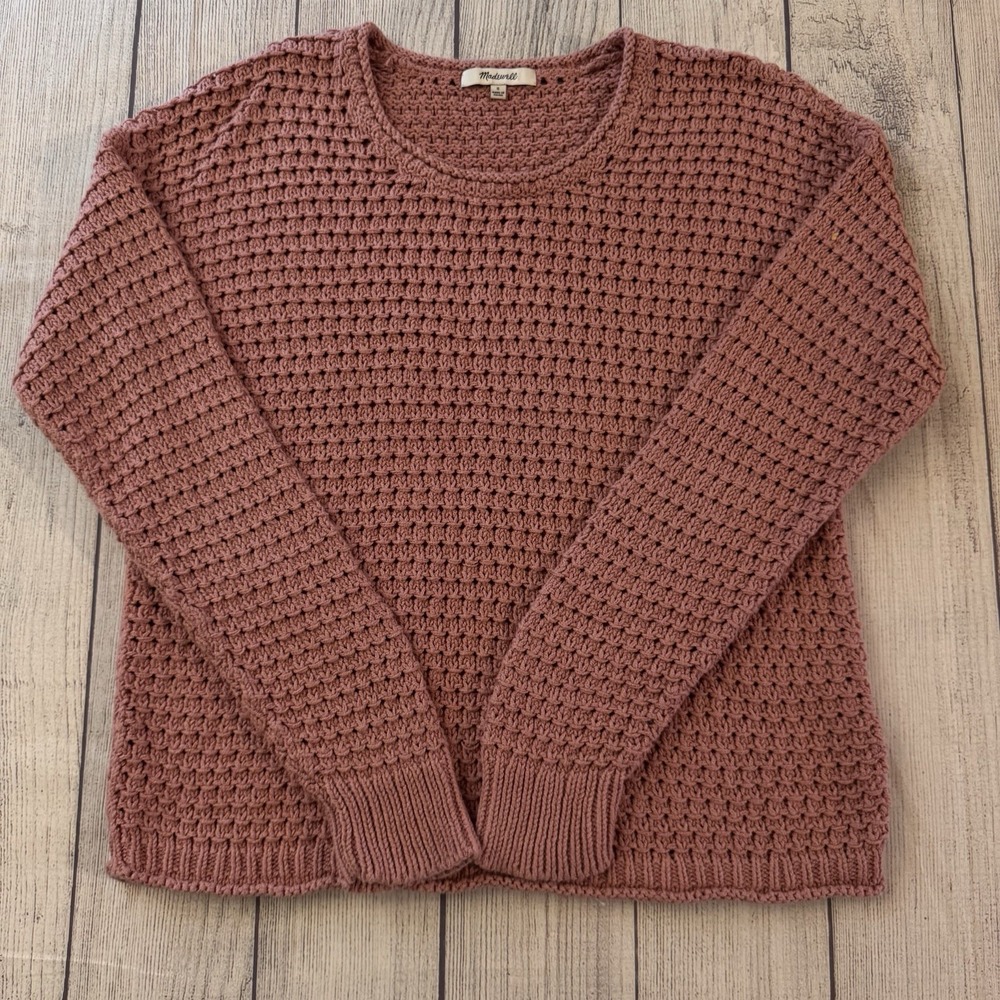 Madewell Sweater Long Sleeve Crochet Austen Pullover Women's Crewneck Size Small